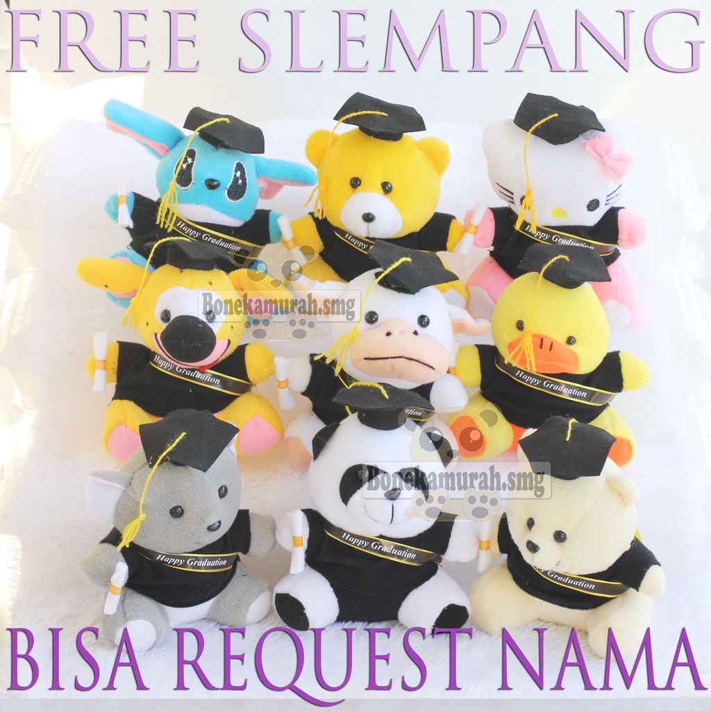 boneka wisuda slempang karakter lengkap