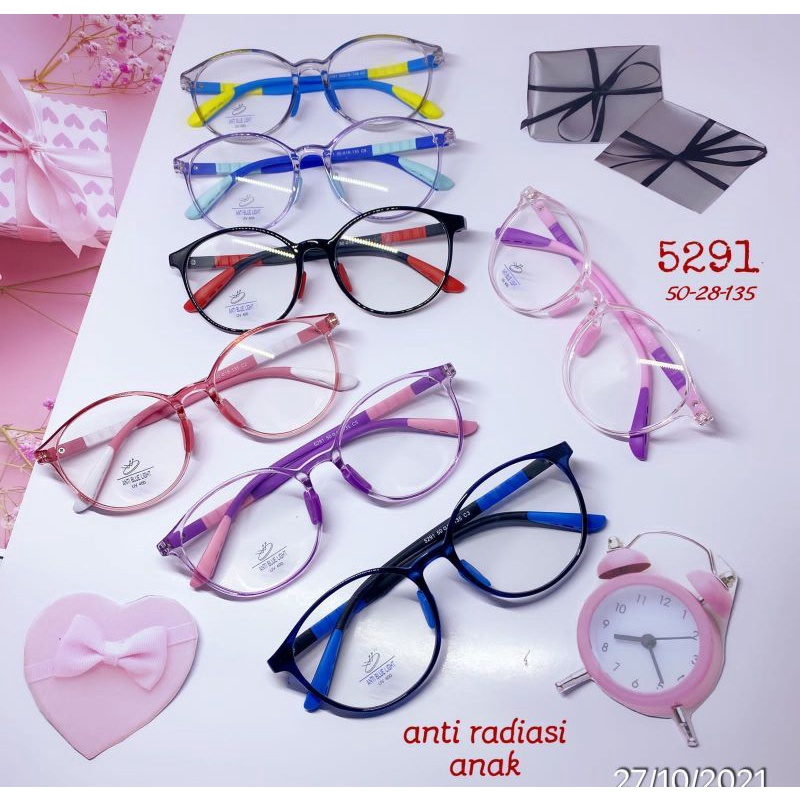 kacamata anak  PHOTOCROMIC minus antiradiasi (paket frame+lensa) 5291 kacamata