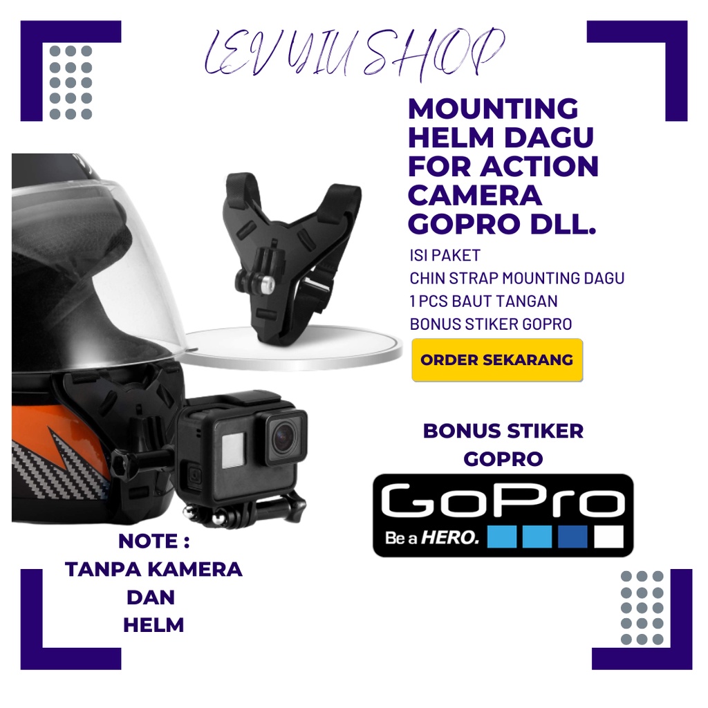 Motovlog Helmet Mounting HP Chin Mount Helm Bike Half Face FullFace Vlog Dengan Handphone Dan Action