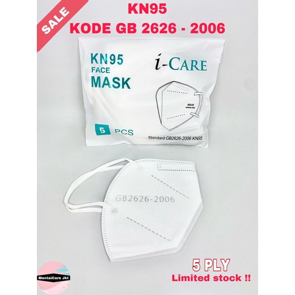 KN95 GB2626-2006 ICARE Face Mask 5ply isi 5pcs masker kn 95