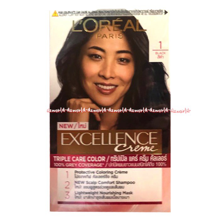 L'oreal Paris Excellence Creme no 1 Black warna Hitam Cat Rambut Loreal