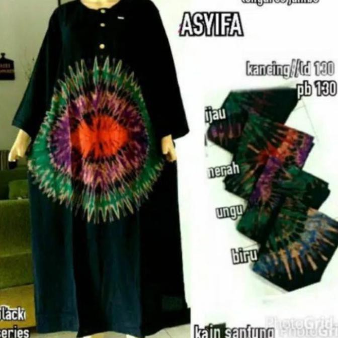 Ready-Dong Daster Jumbo Longdress Lengan Panjang Ld 130 Cm Xxxl Busui . - Hitam