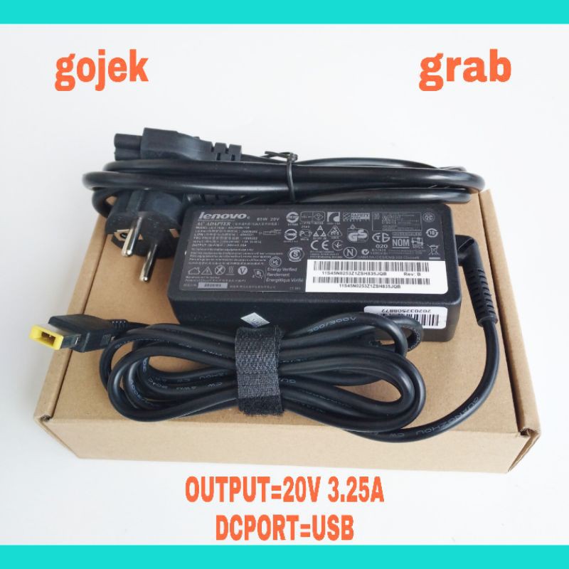 Adaptor charger Laptop IBM Lenovo Thinkpad 20V 3.25A USB X240 X240S X250 X260 G400s G40-45 G40-70 G4