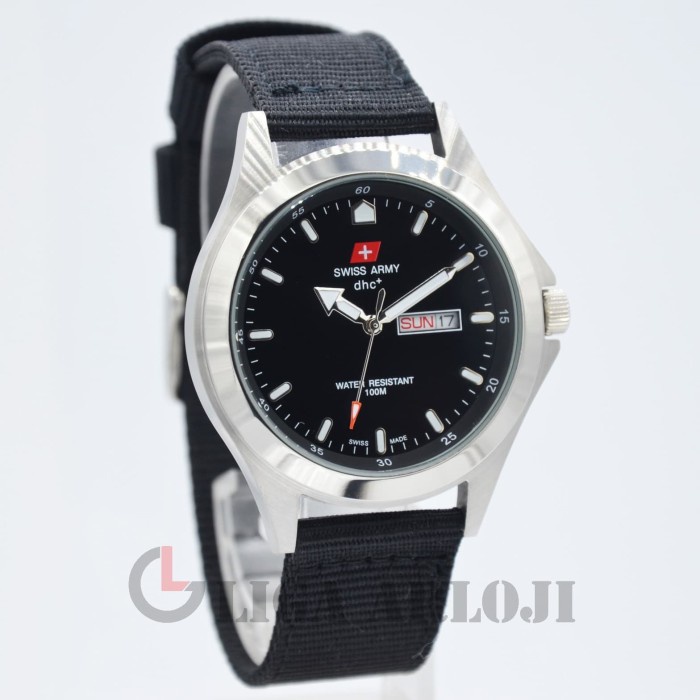 SA Original Quartz DHC Kanvas / Nylon SA-1880 Tanggal Hari Glossy Hitam