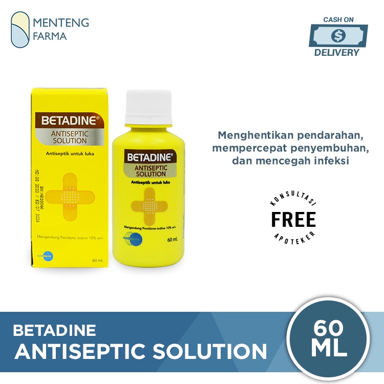 Betadine 60 mL - Antiseptik untuk Luka Lecet, Luka Jatuh, Luka Gores