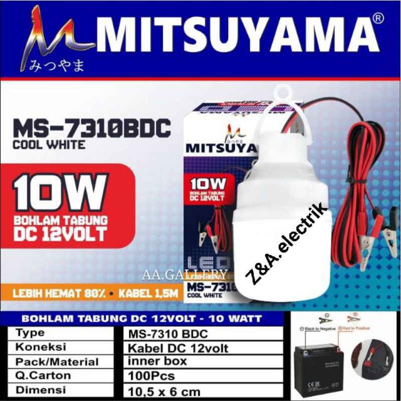 Lampu Bohlam LED Tabung Kapsul MS-7310BDC MITSUYAMA aki 10W + 12V