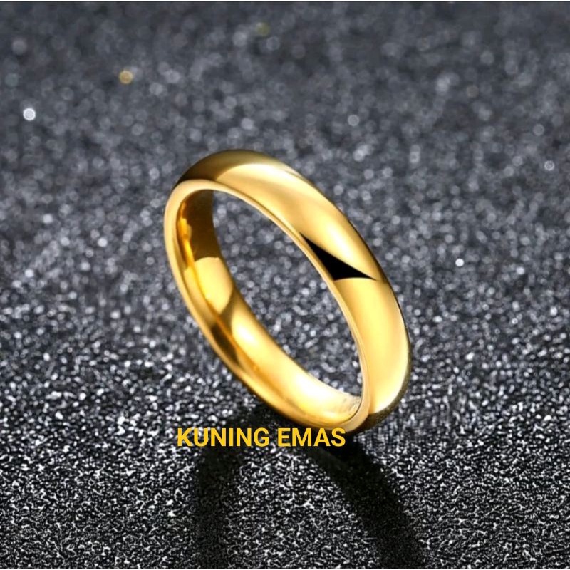 Cincin titanium Polos Pria Wanita Hitam Silver Kuning Emas Biru Cincin Titanium