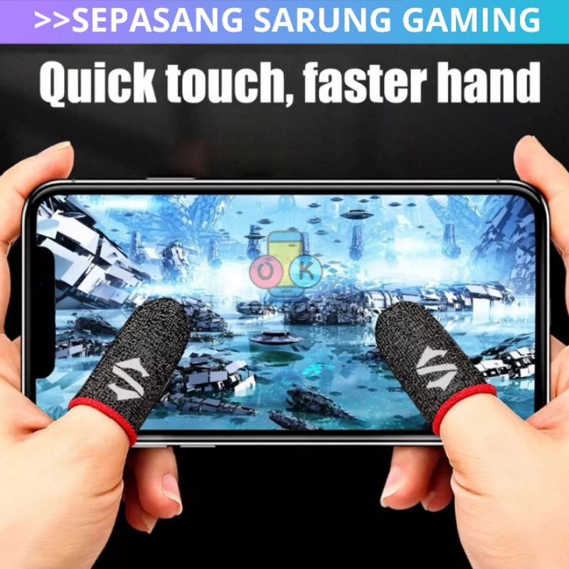 COD - BLACK SHARK SEPASANG SARUNG JEMPOL JARI GAMING BUAT GAME FF ML PUBGM ANTI KERINGAT