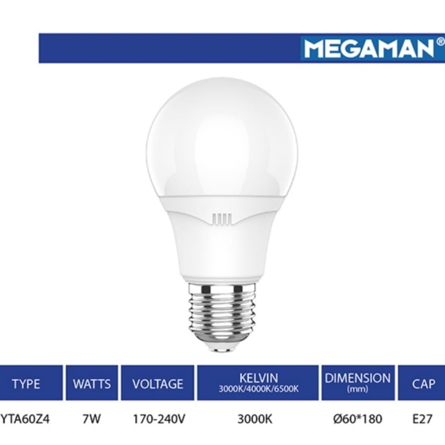 Lampu LED MEGAMAN LED A-BULB 7 Watt 7W Daylight Lampu Bohlam Putih - Kuning