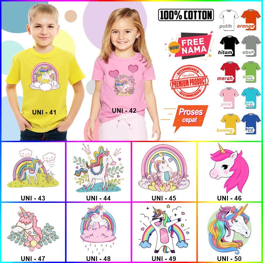 Baju Kaos ANAK DAN DEWASA KUDA UNICORN COUPLE ULANG TAHUN ULTAH (FREE NAMA)