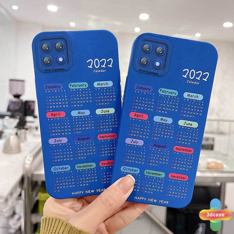 2022 Klein Blue Calendar Soft Case Realme 5i 5 7i C11 2021 C21Y C15 C21 C25 C20 C12 C3 C25S 5S 6i C17 C1 C25Y C2 C3i C20A realme Narzo 20 10 10A 20A 30A Soft TPU Shockproof Back Cover