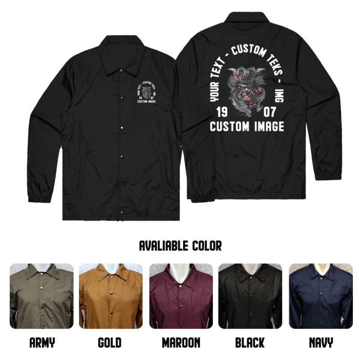 JAKET PRIA COACH JAKET CUSTOM DESAIN JAKET PARASUT - Hitam, L(W1X4) Jaket Pria Parasut Jaket Pria Ju
