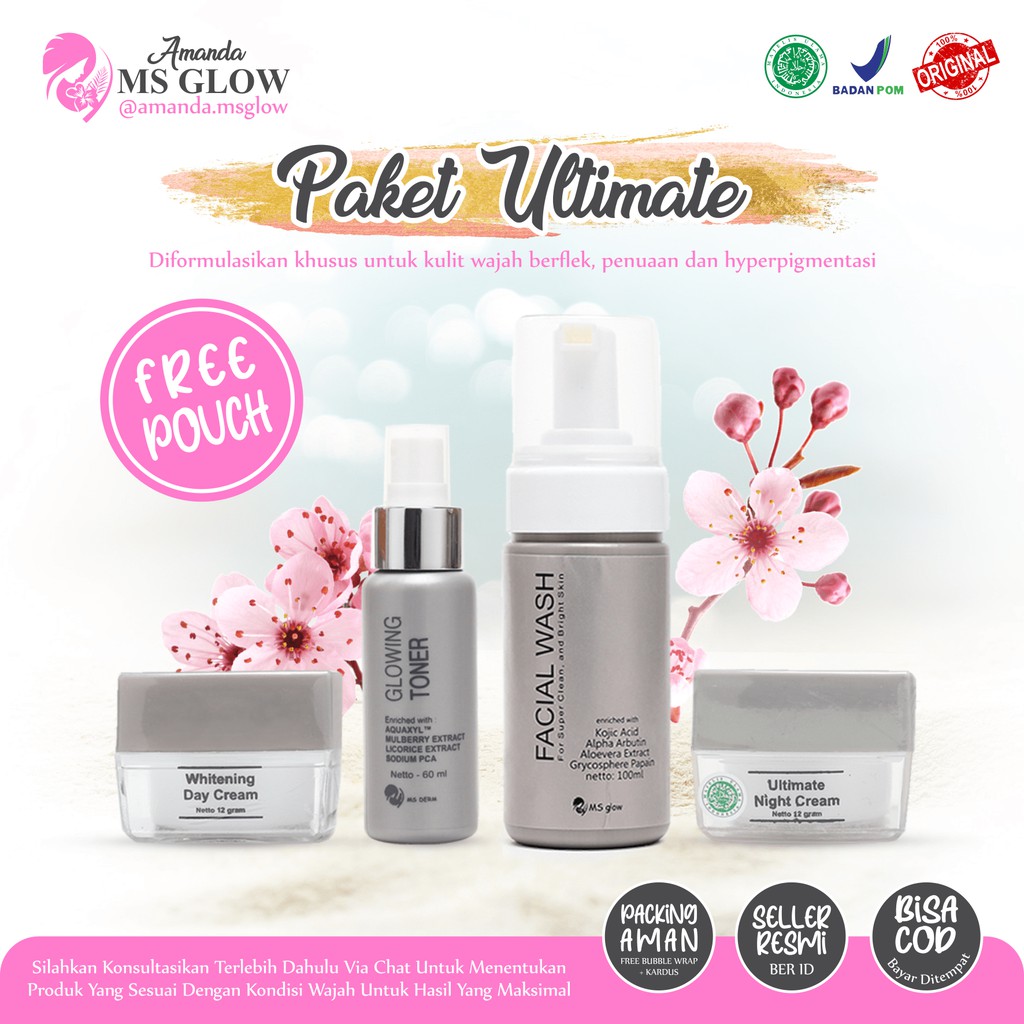 Paket MS Glow Ultimate Series Untuk Flek Noda Hitam - Cream Wajah Glowing Krim Skincare Ori