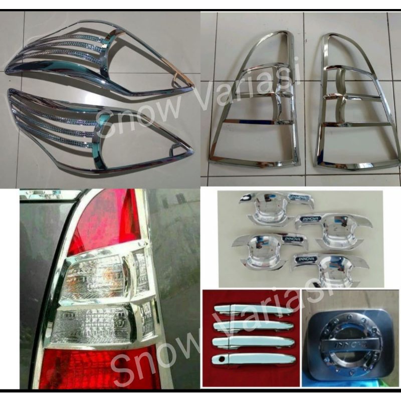 Paket Garnish Depan Outer Handle Tank Cover Grand Innova 2011 2012 2013 2014 2015 hitam chrome