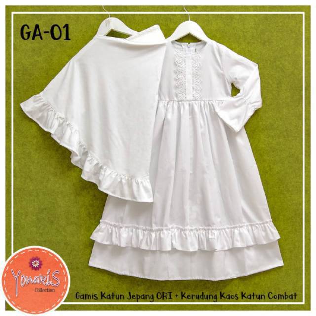 Gamis Putih Anak Katun jepang Yonakis