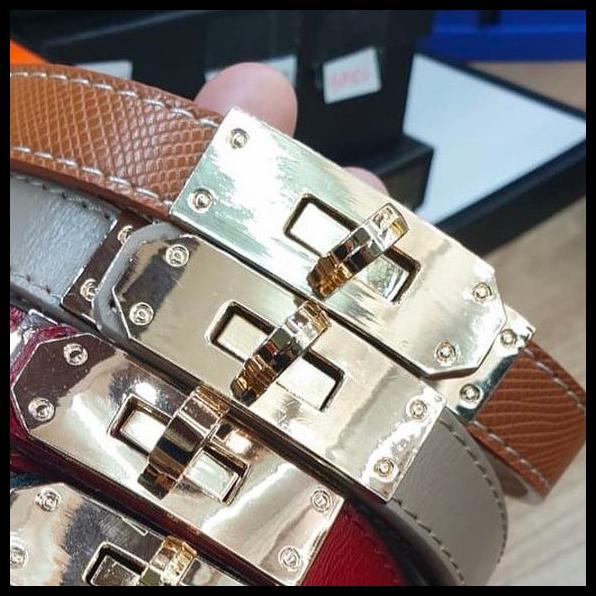 Belt Kulit Wanita Hermes Premium Leather Import Terbaru Include Box - Brown
