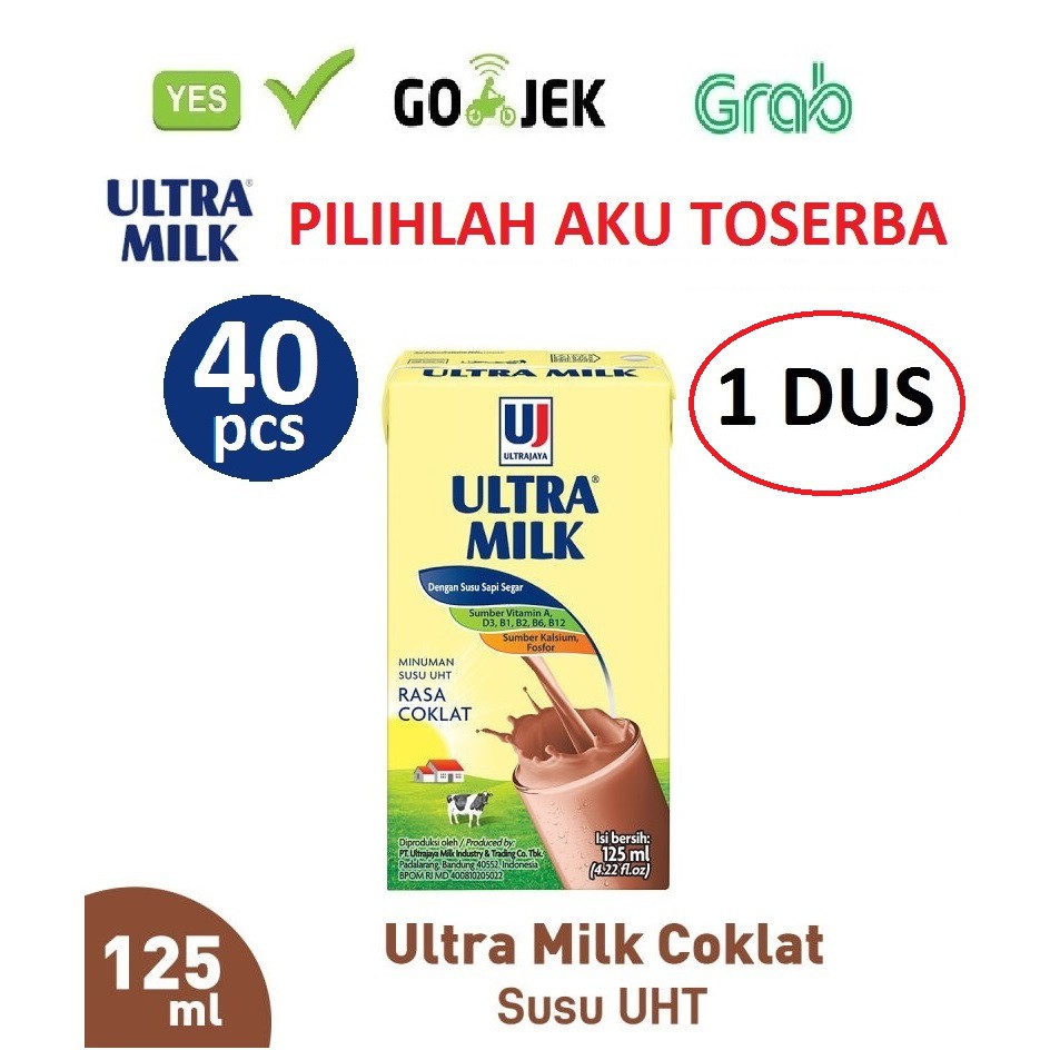 Susu Ultra Coklat (Cokelat) 125 ml - (1 DUS ISI 40 pcs)