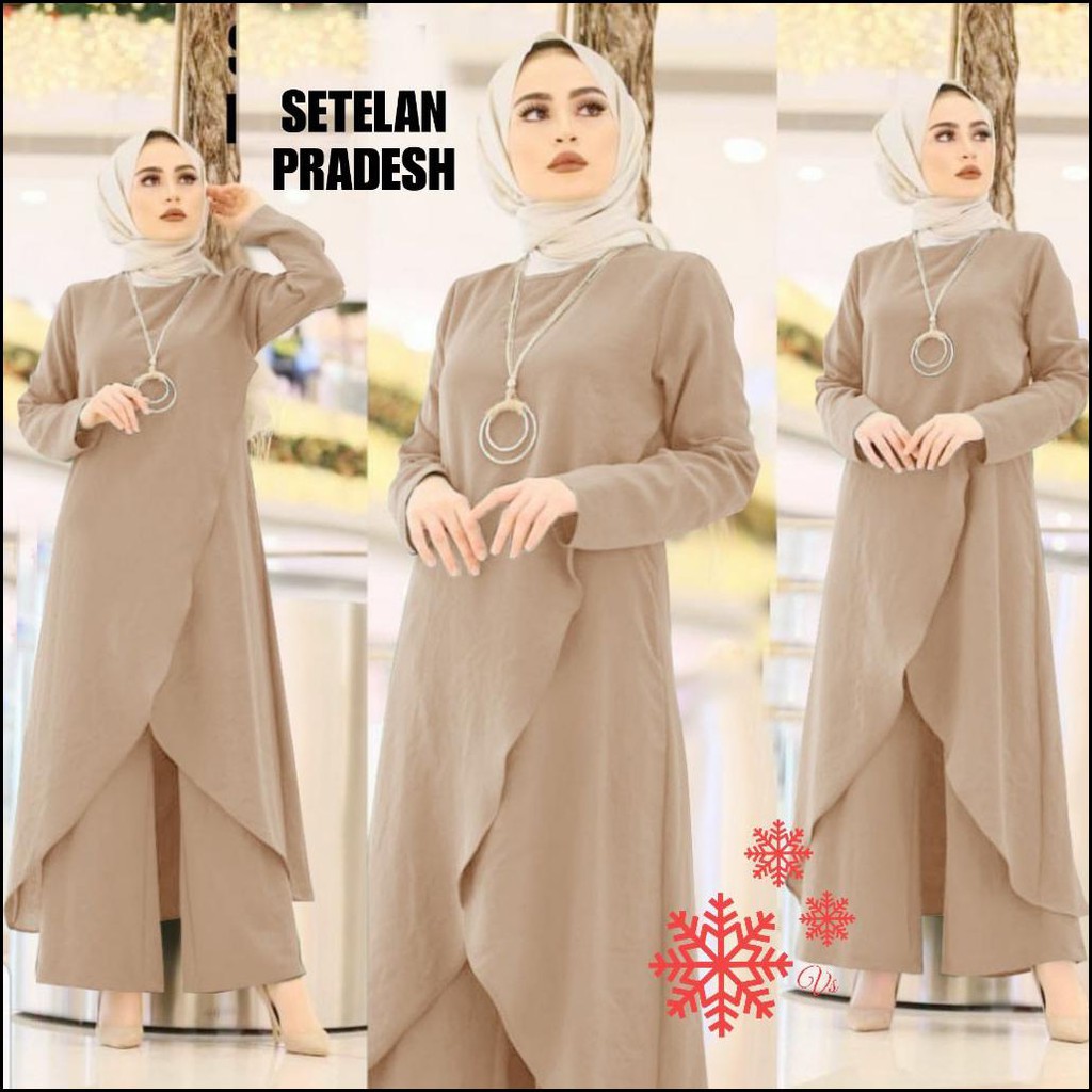 Jamin Realpict Set Pradesh Kulot Set Tunik Muslim Tunik Jumbo Mooscrepe
