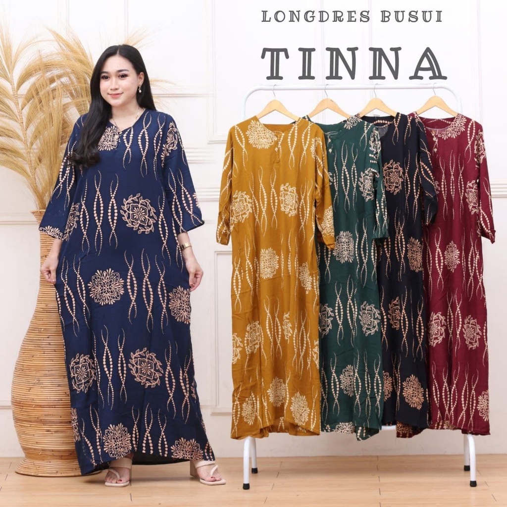 LONGDRESS DASTER PANJANG BUSUI MERAK NINGSIH TALEA TINNA PERCA CINCIN RASTA DASTER BATIK MOTIF CANTI