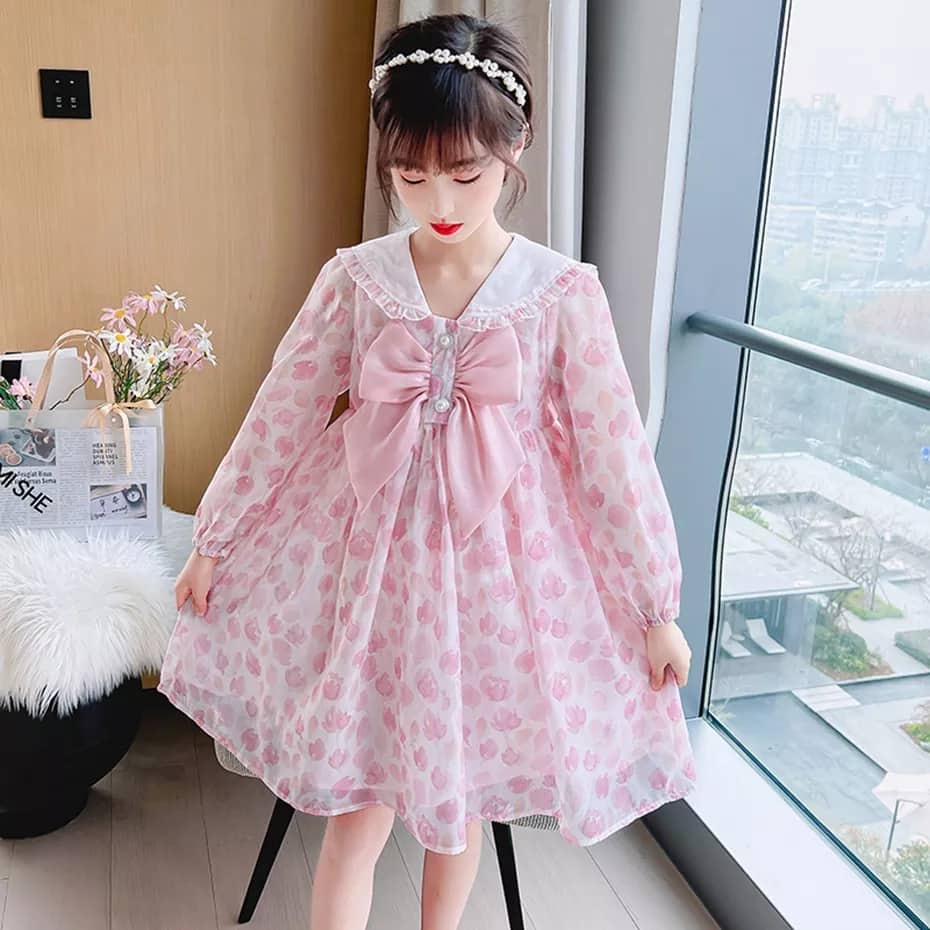 Dress Anak Perempuan Ribbon Full Flower