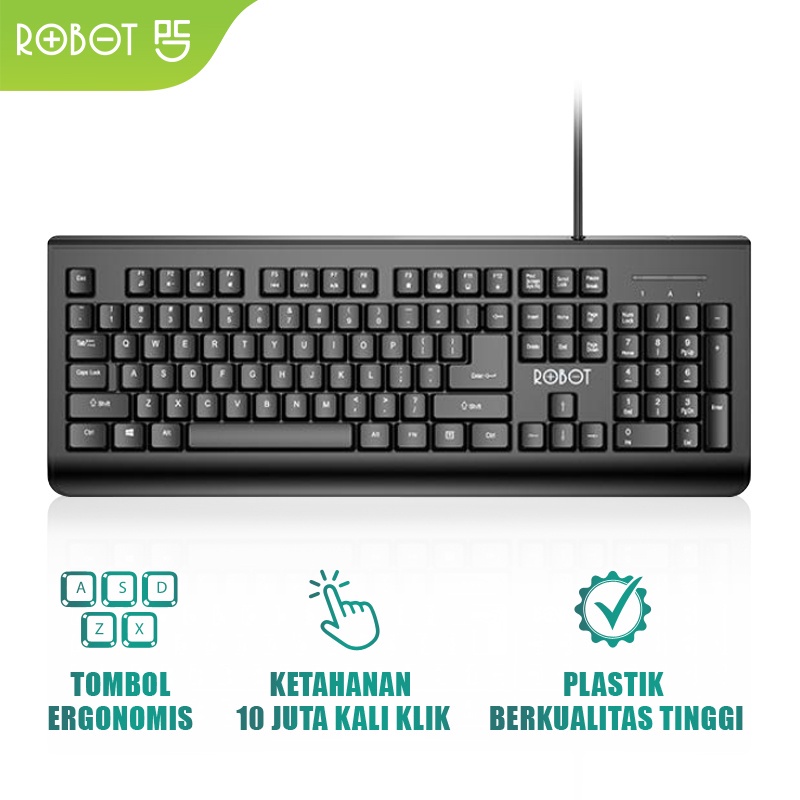 (VROFFSTORE) ROBOT Portable Mini Wired Keyboard RK10 RK 10 Ultra-Thin Garansi Resmi 1 Tahun