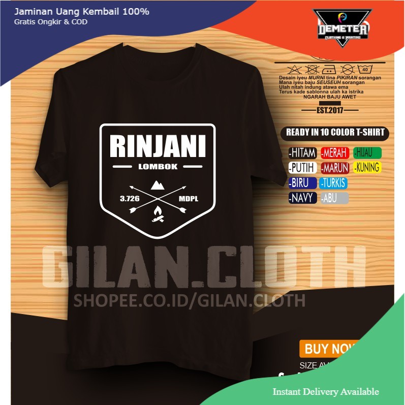 KAOS BAJU RINJANI ADVENTURER PENDAKI GUNUNG TRAVELER MOUNTAIN - DEMETER.CLOTH