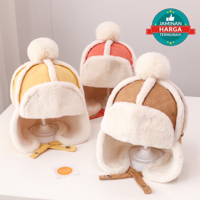 Topi musim dingin anak hangat ushanka kids winter mask detective conan hat import russia earflap