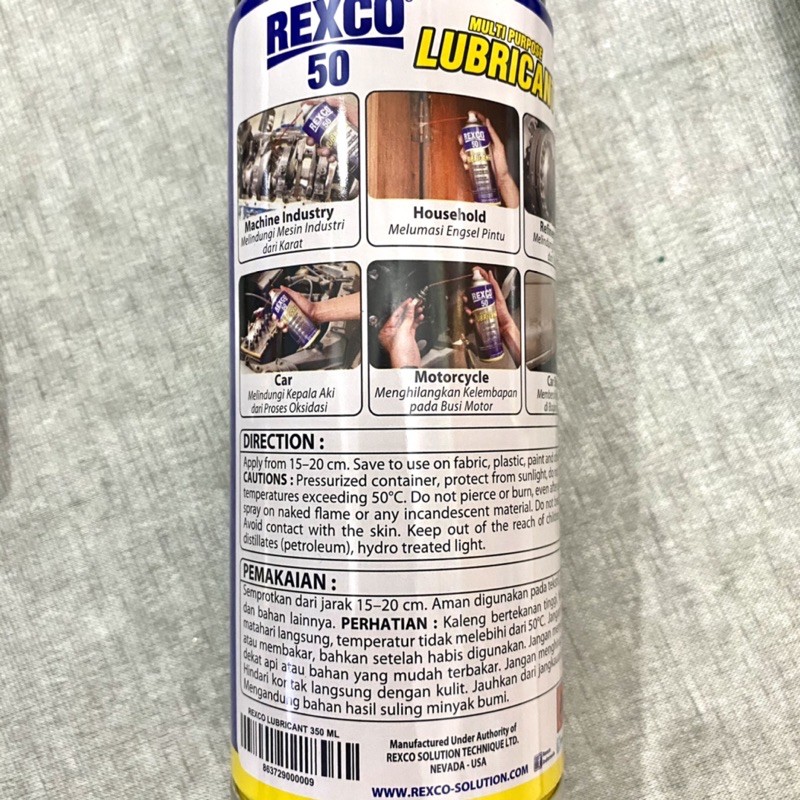Rexco 50 MultiPurpose Lubricant 500ML dan 350ML / Spray Pelumas Serba Guna