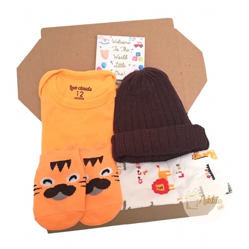 Baby Gift Jumper POLOS ABU PINK COKSU | Hampers Bayi Cowok Cewek | Hampers Newborn | Kado Lahiran-Orange