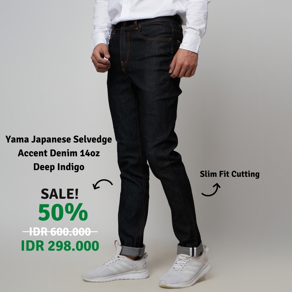 Yama Japanese Selvedge Accent Denim 14oz Deep Indigo