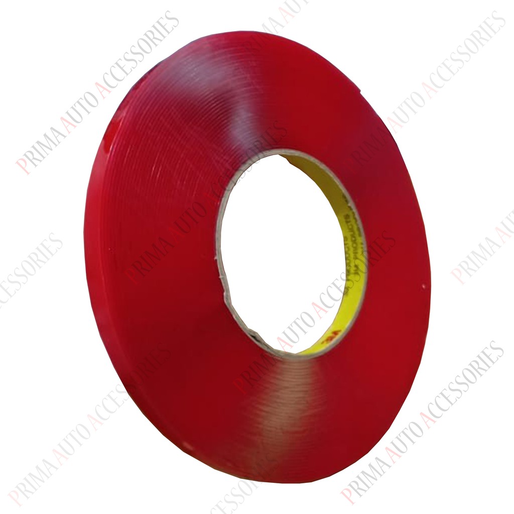 Perekat / Double Tape 3MM Merah Transparan 10mm X 15 meter