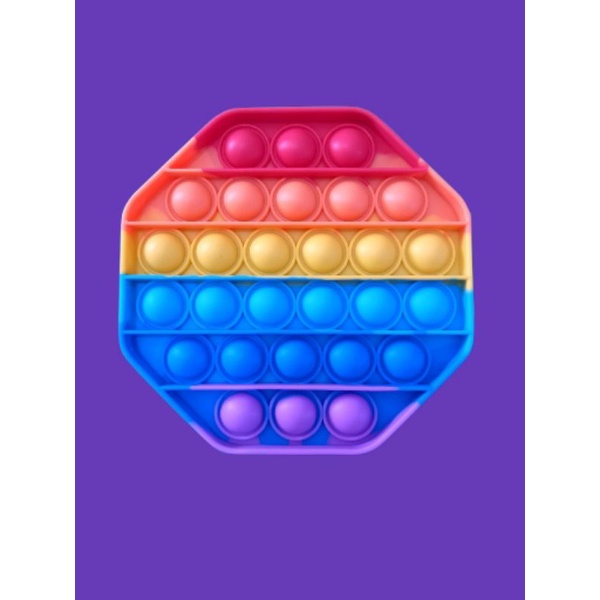 ready Banjarmasin fidget Pop It warna biasa/Pelangi its Mainan anak penghilang stres-Hexagon rainbow