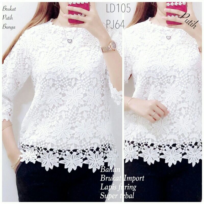 Atasan Brukat Bunga Import