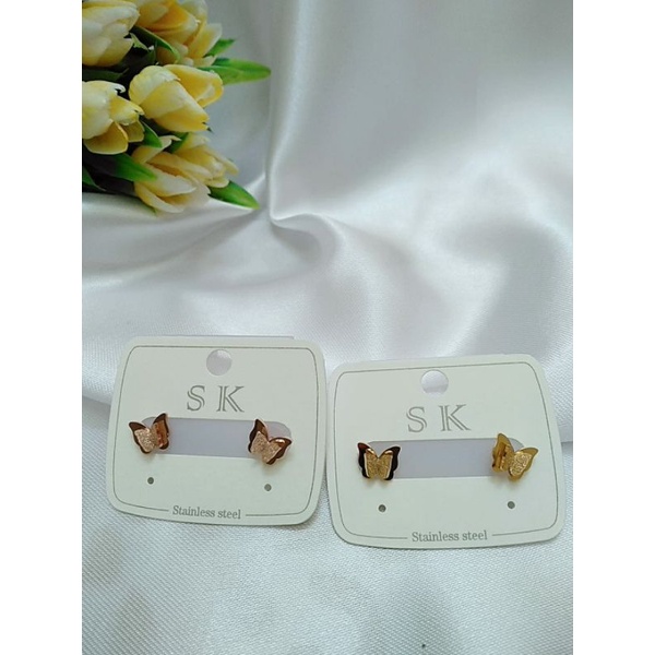 Anting Tusuk Termurah Butterfly Titanium Gold Dan Rosegold N04082101