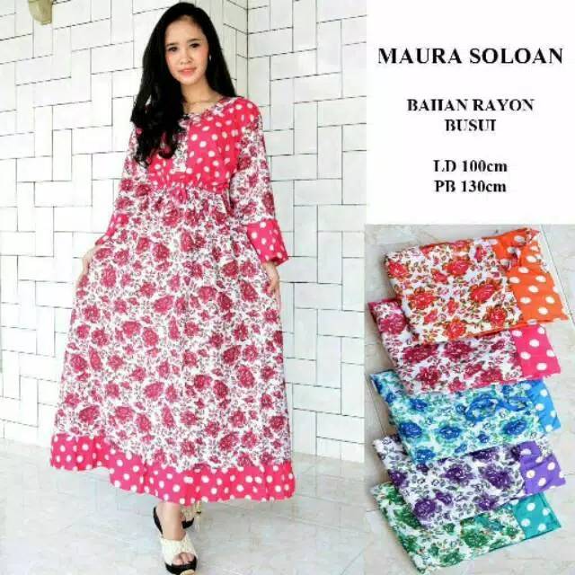 Maura soloan - daster lengan panjang - daster murah - bumil - busui