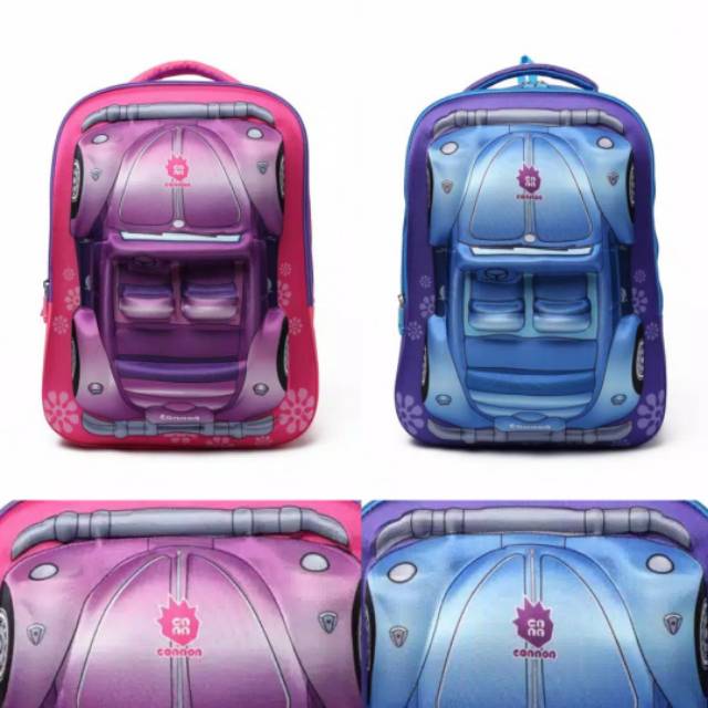 tas ransel anak lucu unik 4D karakter mobil vw beetle convertible  - Cannon  untuk sekolah TK - SD