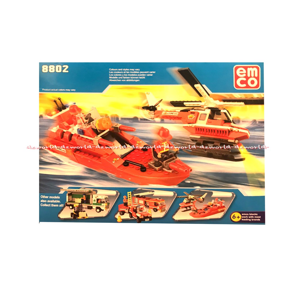 Emco Fire Boat &amp; Helicopter 8802 Mainan Brick Mainan Block Bentuk Helikopter Dan But