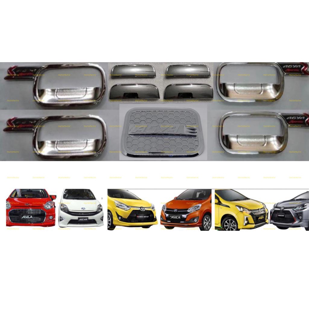 Paket Outer Handle Tank Cover Agya Ayla 2013 2017 2020 2022 UP Activo Chrome