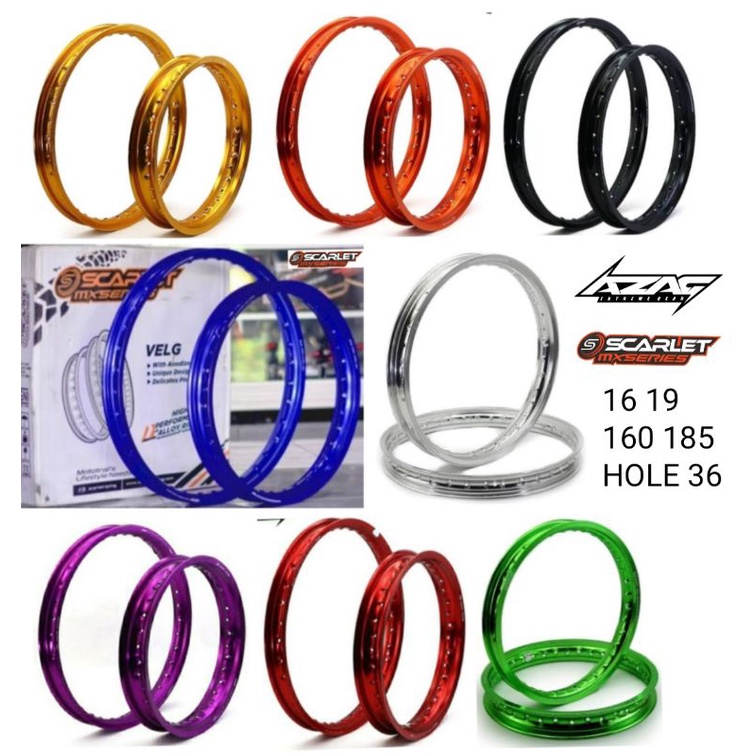 VELG SCARLET RING 16/19 185/160 HOLE 36 DEPAN BELAKANG