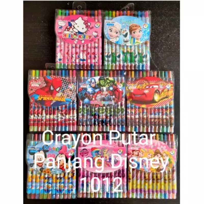 

Crayon putar 12 warna panjang, 12 colour twist crayon cute character disney