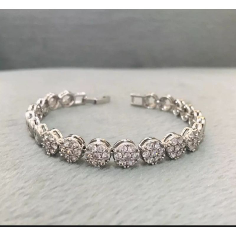 gelang tangan wanita cantik permata bulat perhiasan wanita titanium