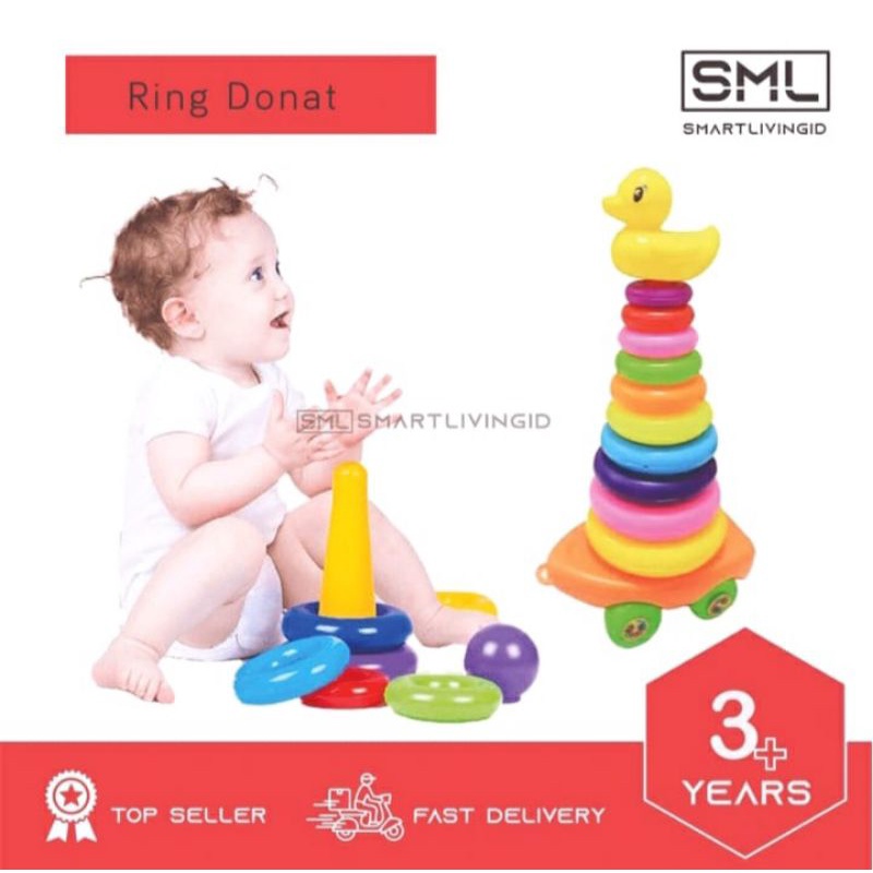 mainan menara donat susun