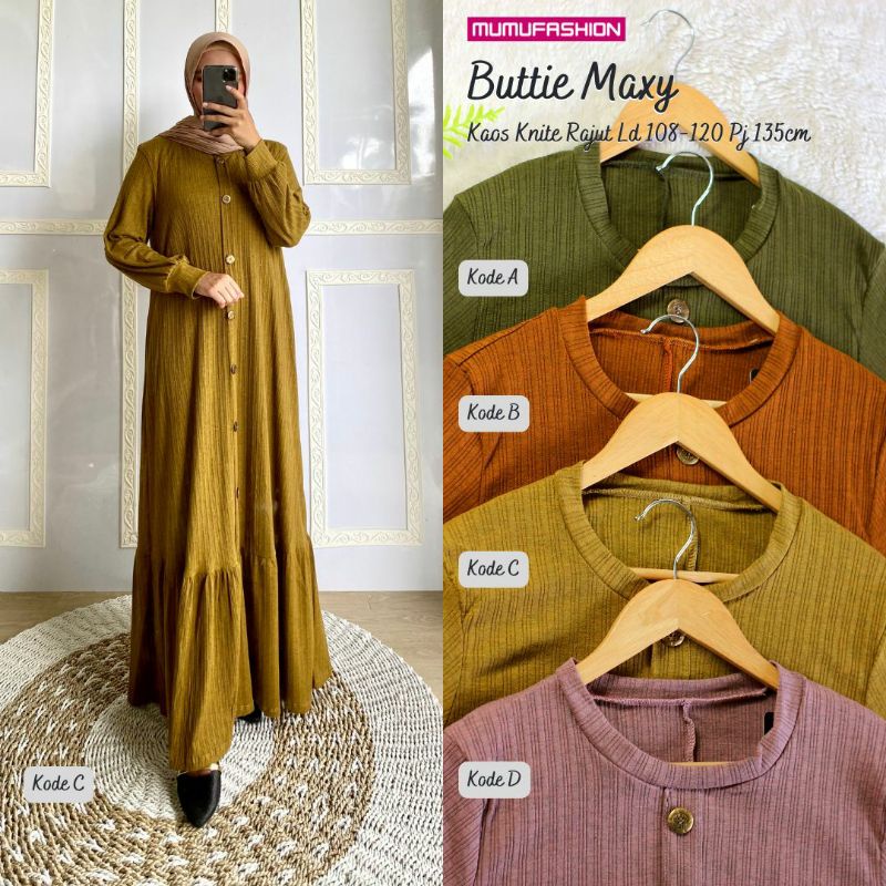 TKG - BUTTIE MAXY Gamis Wanita Kaos Knite Jumbo Premium LD110-120 by Mumu Fashion Solo