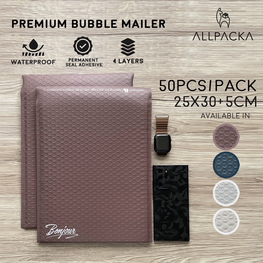 

1 Dus 330pcs 25x30 Matte Amplop Bubble Mailer Polymailer Premium Retail Grosir Allpacka