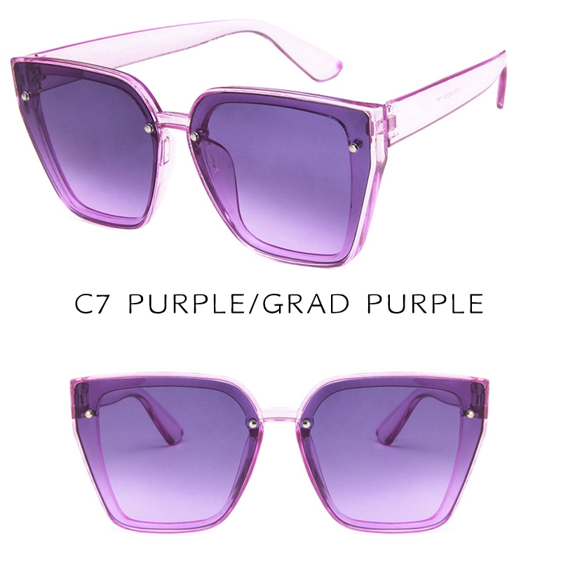 (YUZHU) Bayar di Tempat Korean Fashion Square Oversized Wanita Kacamata Mata Kucing Sunglasses Cat Eye