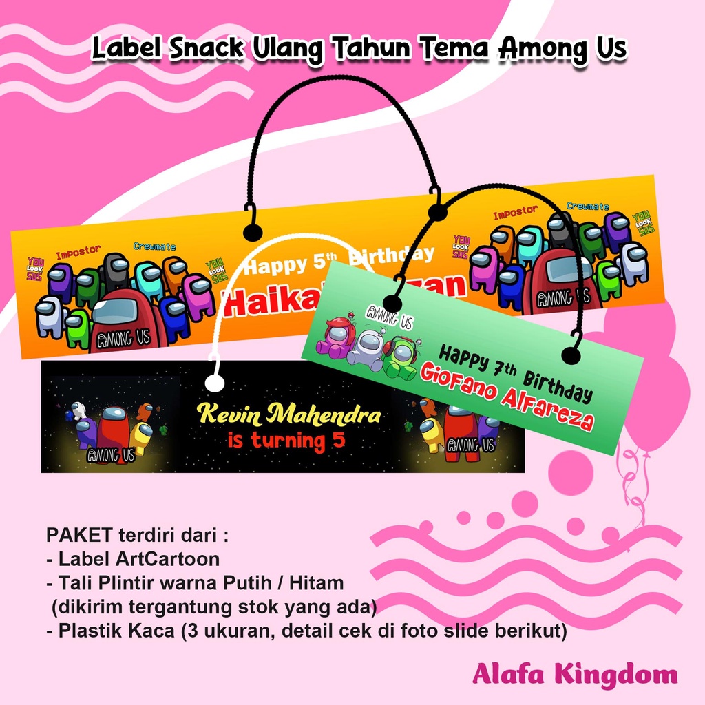 

AlafaKingdom Label Snack Ulang Tahun Tema Among Us / Label Snack Ultah Custom