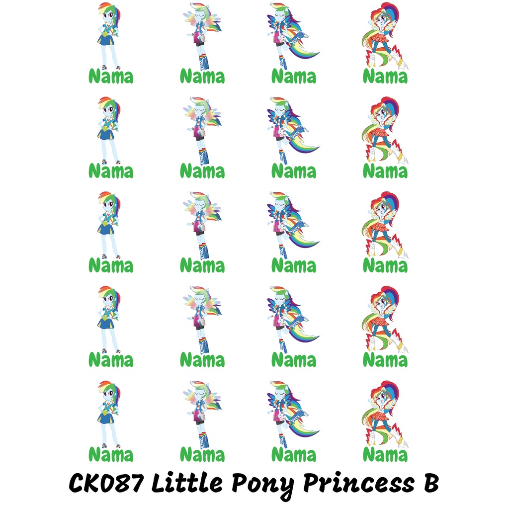

Sticker Nama Cutting Label Waterproof Tahan Air Little Pony B (CK087)