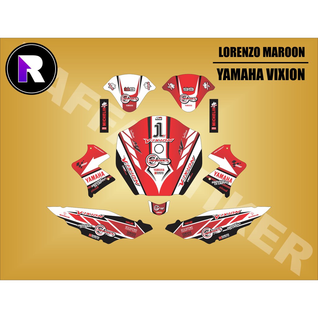 Sticker Yamaha Vixion Tech 3 Merah Shopee Indonesia