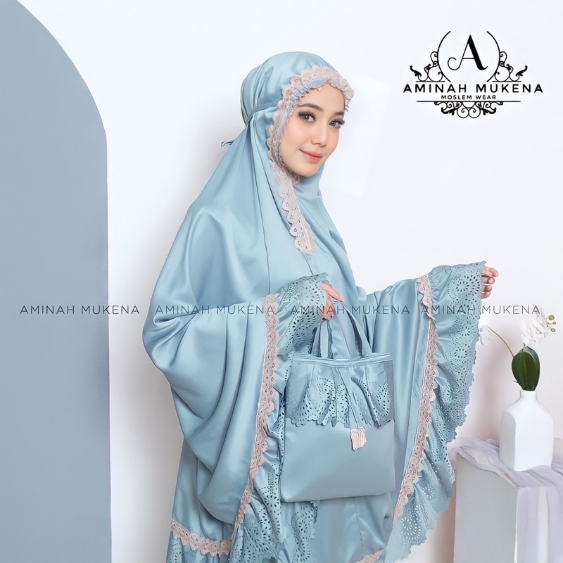 Mukena Dewasa Daily Aminah Rempel Lasercut Renda Mewah Jumbo Traveling