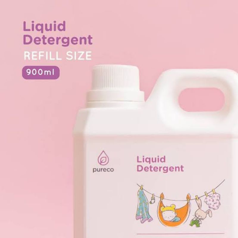 Pureco Liquid Detergent 900ml Refill - Pureco Sabun Cuci Baju Bayi - Sabun Cuci Pakaian Baby